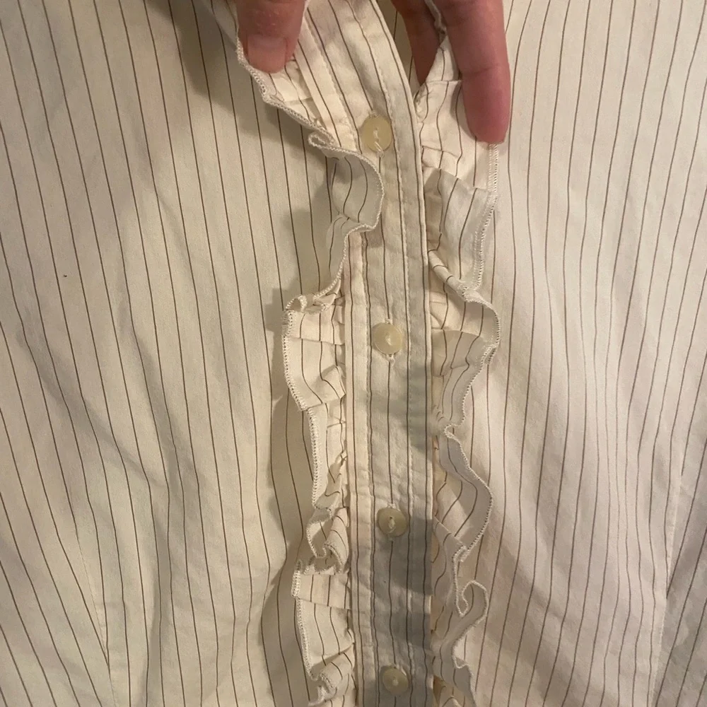 Cream Striped Ruffle Blouse - Picture 3 of 5